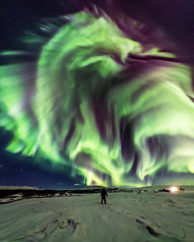 Dragon shaped aurora appears in the skies over Iceland