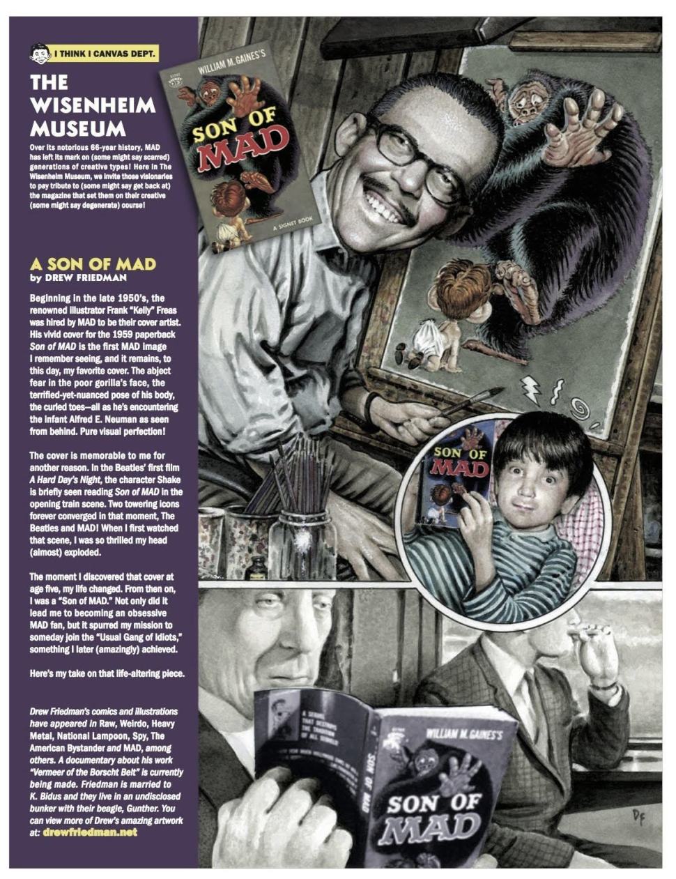 Drew Friedman's homage to science fiction illustrator Frank "Kelly" Freas in MAD